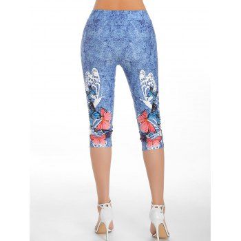 Butterfly Print Skinny Crop Jeggings