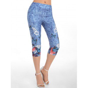 Image of Butterfly Print Skinny Crop Jeggings