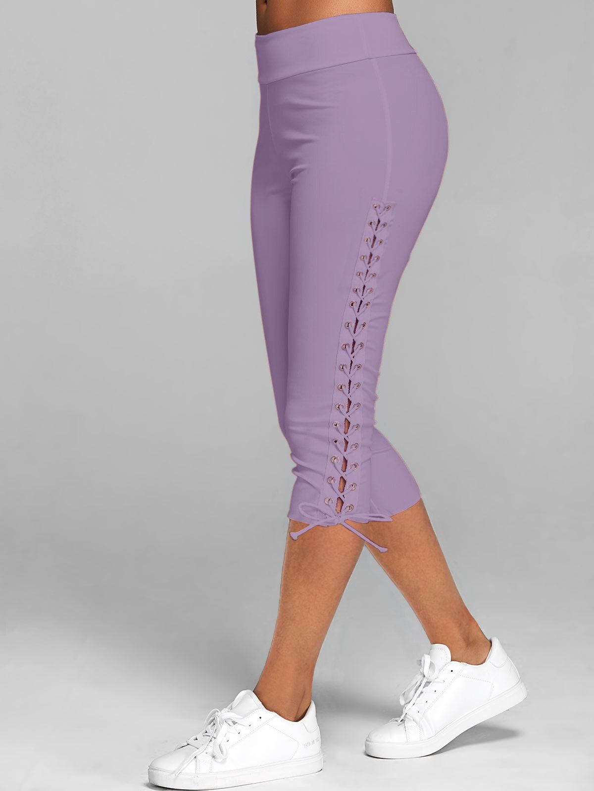 

Lace Up Skinny Crop Leggings, Lilac