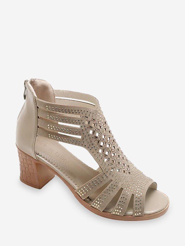 

Hollow Out Peep Toe High Wedges Sandals, 124961 brown