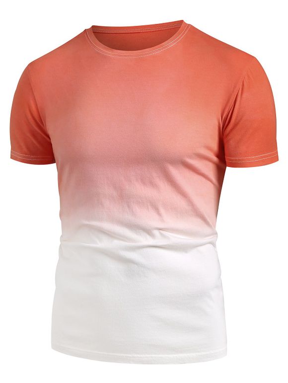 T-shirt Décontracté Ombré à Manches Courtes - Orange L