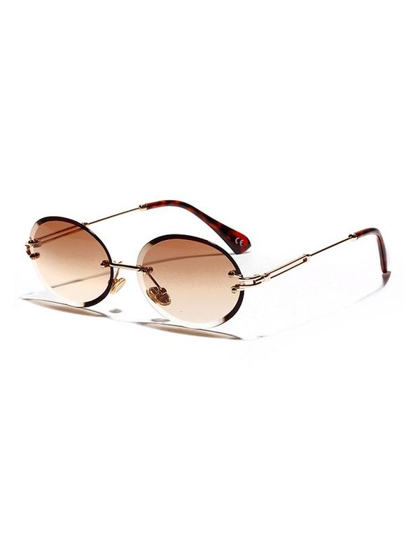 Lunettes de Soleil Ovales à Ourlet Découpé Sans Monture - Brun Légère 