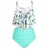 Maillot de Bain Tankini Découpé Cactus Imprimé à Volants - multicolor M