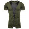 T-shirt Décontracté Zippé en Couleur Jointve - Vert Armée XL