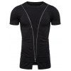 T-shirt Décontracté Zippé en Couleur Jointve - Noir XL