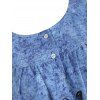 T-shirt Long à Imprimé Papillon à Epaule Dénudée en Denim - Bleu Bleuet S