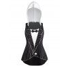 Débardeur à Capuche Rayé Imprimé de Grande Taille - Noir 4X