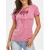 T-shirt Teinté Fleur Imprimée à Lacets - Rose L