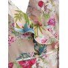 Cut Shoulder Flower Print Wrap Maxi Dress -  