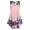 Débardeur Evasée Fleuri Papillon Imprimé de Grande Taille - Rose Cochon 2X