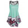 Débardeur Evasée Fleuri Papillon Imprimé de Grande Taille - Ardoise Légère 1X