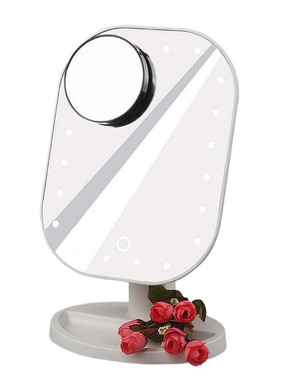 Miroir de maquillage à LED (petit miroir rond grossissant 10X) - Blanc 