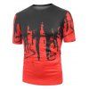 T-shirt Peinture Eclaboussée Imprimée à Manches Courtes - Rouge 3XL