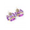 Boucles d'Oreilles Perlées Evidées en Turquoise Style Bohémien - Fleur Violet 