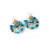Boucles d'Oreilles Perlées Evidées en Turquoise Style Bohémien - Bleu Zircon 
