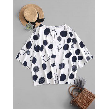 

Plus Size Polka Dot Batwing Sleeve Blouse, White