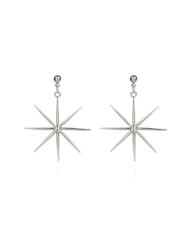 

Rhinestone Inlaid Star Drop Earrings, Silver
