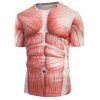 T-shirt 3D Faux Muscle Imprimé à Manches Courtes - multicolor XL