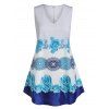 Débardeur Croisé Fleur Imprimée de Grande Taille - multicolor 1X