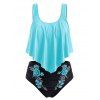Maillot de Bain Bikini Brodé Superposé de Grande Taille - Céleste 3X