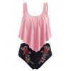 Maillot de Bain Bikini Brodé Superposé de Grande Taille - Rose 1X