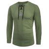 T-shirt Décoration à Lacets à Manches Lonuges - Vert Armée XL