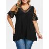 T-shirt en Dentelle Transparente de Grande Taille - Noir 2X