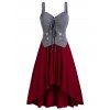 Débardeur Contrasté Boutonné de Grande Taille Col en Forme de Cœur - Cendre gris 4X