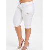 Pantalon Court Déchiré de Grande Taille en Denim - Blanc L