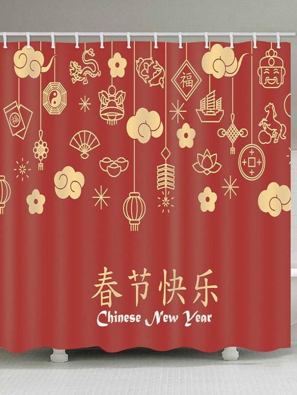 Rideau de Douche Imperméable Bon Nouvel An Chinois Imprimé pour Salle de Bain - multicolor B 130*180CM