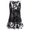 Plus Size Lace Panel Débardeur imprimé à dos nageur - multicolor L