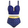Maillot de Bain Bikini Festonné Contratsé Etoile Drapeau Américain de Grande Taille - multicolor B M