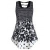 Plus Size Polka Dot et imprimé floral ourlet arrondi Débardeur - Noir 5X