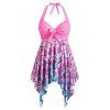 Ensemble de Tankini Nœud Papillon Ecaille de Poisson de Grande Taille à Pois - Rose Vif 5X