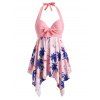 Ensemble de Tankini Nœud Papillon Ecaille de Poisson de Grande Taille à Pois - Orange Rose 1X
