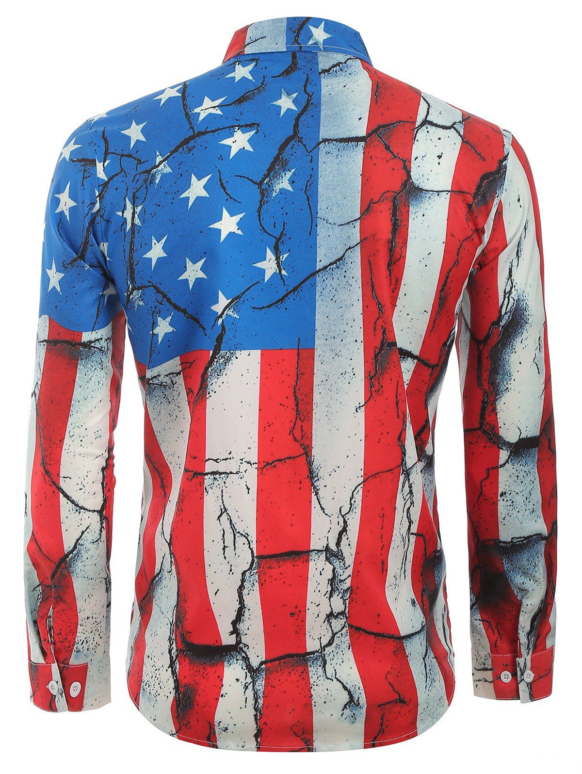 [33% OFF] 2020 Cracked Patriotic American Flag Print Button Shirt In ...
