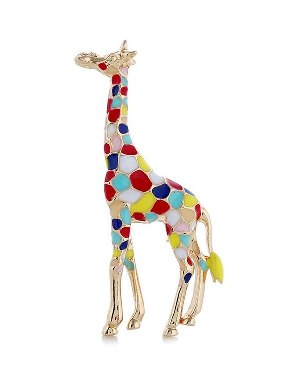 Broche Epinglée Girafe Colorée - Or 