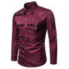 Chemise de Soirée Gothique Rivet Design à Manches Longues - Rouge Vineux 3XL