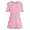 T-shirt Simple Croisé à Epaule Dénudée - Rose Cochon XL