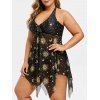Ensemble de Tankini Mouchoir Ciel Etoilé de Grande Taille à Col Halter - Jaune Soleil L