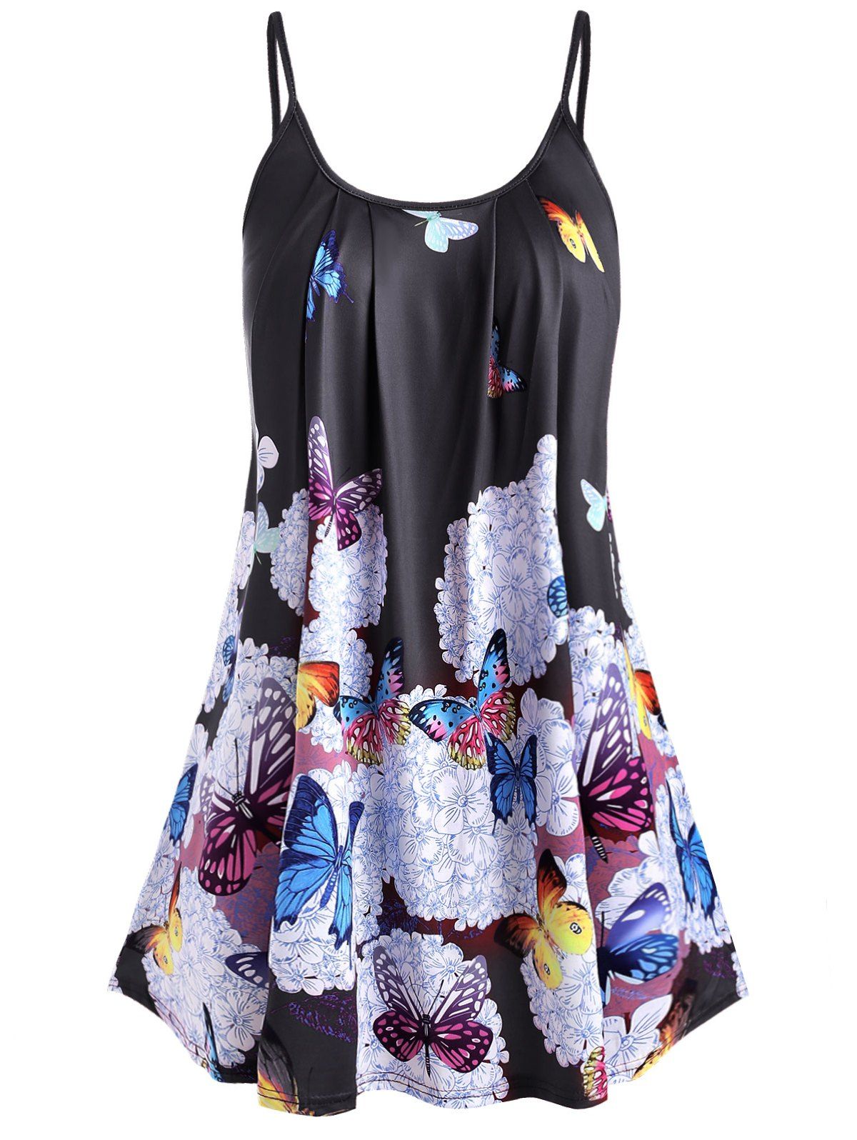 [33% OFF] 2021 Plus Size Butterfly Print Cami Top In BLACK | DressLily