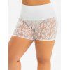 Mini Short Fendu en Dentelle à Taille Haute de Grande Taille - Blanc L