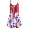 Débardeur Papillon Imprimé à Bretelle de Grande Taille - Rouge Vineux 4X