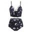 Tummy Control Tankini Swimwear Vintage Swimsuit Sun Moon Print Lace Up Cut Out Summer Beach Bathing Suit - WHITE 3XL