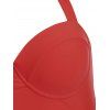 Maillot de Bain Bikini Contrôle du Ventre à Imprimé Tournesol à Volants à Col Halter - Rouge S