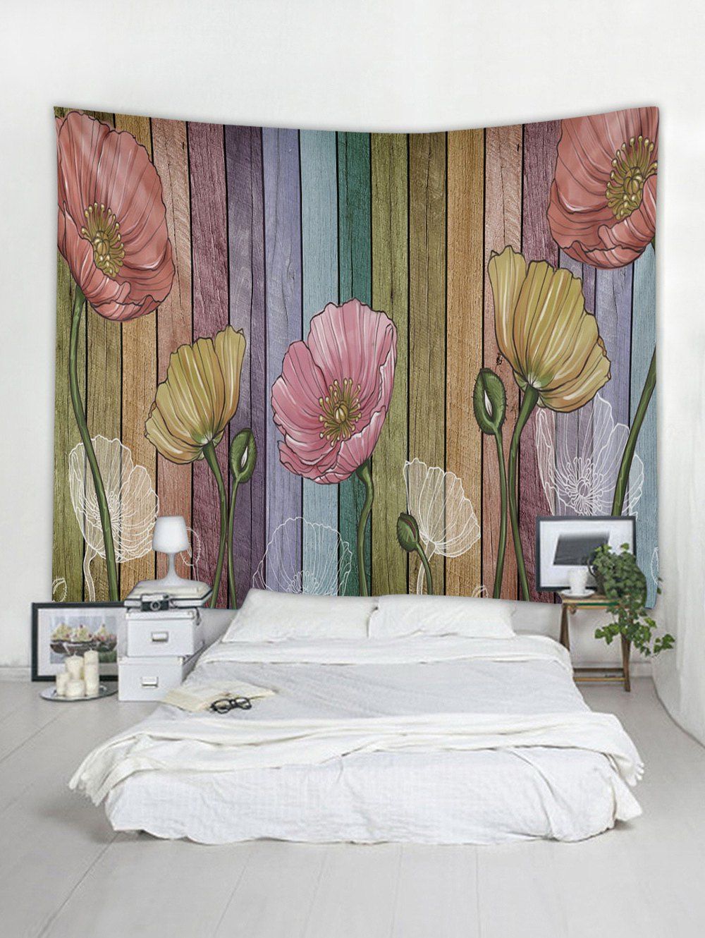 Photo Gallery Colorful Wood Grain Flowers Print Tapestry Wall Hanging Art