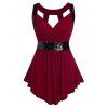 Débardeur Découpé de Grande Taille à Paillettes - Rouge Vineux 5X