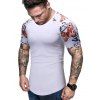 T-shirt Décontracté Papillon Imprimé à Manches Raglan - Blanc 3XL