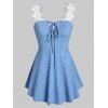 Débardeur Ligne A à Bretelle Applique de Grande Taille à Lacets - Bleu Dodger L