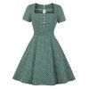 Robe à pois des années 1950 - Vert profond 2XL